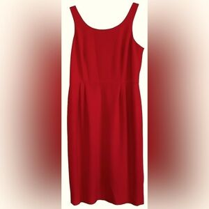 TALBOTS Solid Crimson Red, Fully Lined, Strap Sleeve Sheath Dress,10 Petite, GUC
